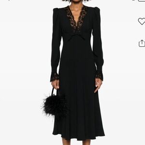 Alessandra Rich Black Midi Skirt with Flared Hem